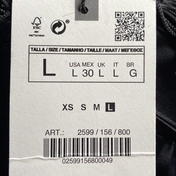 NWT. Zara Black Fringed Slip Casual Mini Dress. Size L. - Picture 8 of 10